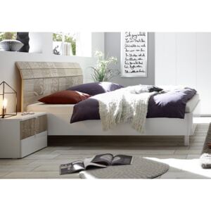 Manželská postel Xaos-P2-160 bílý mat v kombinaci s dekorem béžovým