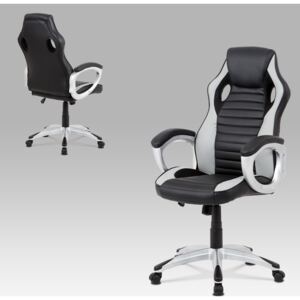 Artium Kancelářská židle, čalouněná šedo-černou ekokůží se stylovým černým prošitím a s prvky potaže