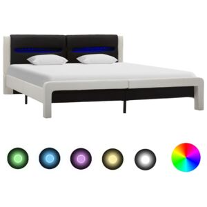 Rám postele s LED světlem bíločerný umělá kůže 120 x 200 cm