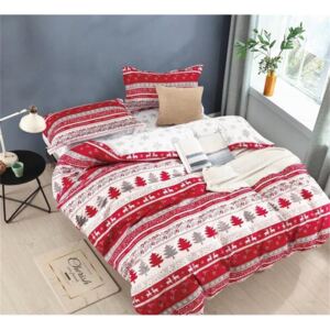 Sendia 3-dílné povlečení vánoční vzory červená bílá 140x200 na jednu postel