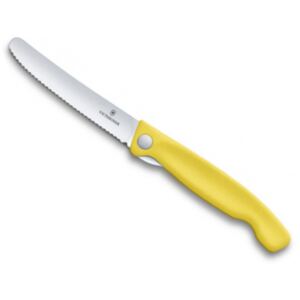 Skládací zoubkovaný svačinový nůž Victorinox Swiss Classic 11 cm, žlutý
