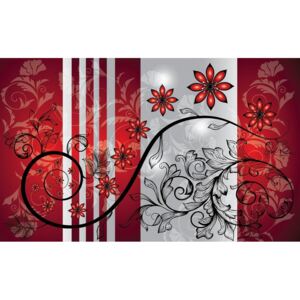 Postershop Fototapeta vliesová: Červené květiny (vzor) - 184x254 cm