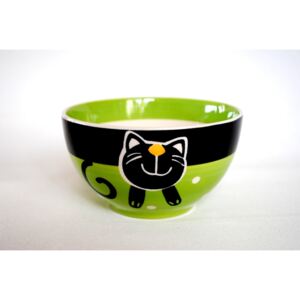 Zelená miska veselá kočka 13,5 x 7,5cm