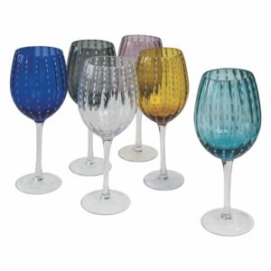 VILLA D’ESTE HOME Set sklenic na víno Shiraz 6 kusů, barevný, dekor tečky, 300 ml