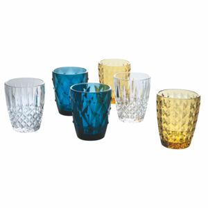 VILLA D’ESTE HOME Set sklenic na vodu Loira 6 kusů, 3 barvy, 3 reliéfy, 280 ml