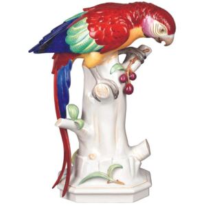 Seltmann Papoušek s třešněmi 30 x 18 x 39 cm, Porcelánové figurky Aelteste Volkstedter