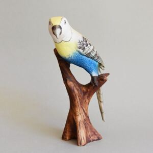 Porcelánové figurky Duchcov Papoušek Australský (žluto-modrá), 13,5 x 13,5 x 28 cm, Pastel, Porcelánové figurky Duchcov