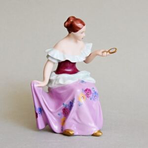 Porcelánové figurky Duchcov Žena se zrcadlem 12,5 x 11 x 15,5 cm, Saxe, Porcelánové figurky Duchcov
