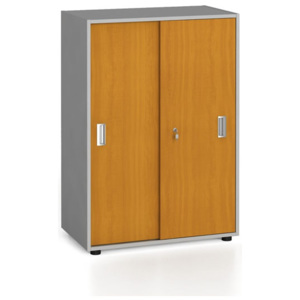 Kancelářská skříň zasouvací dveře, 1087 x 800 x 420 mm, třešeň