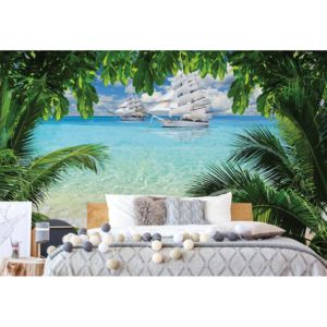Fototapeta - Tropical Beach Paradise Island Vliesová tapeta - 250x104 cm