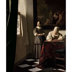 Obraz, Reprodukce - Lady writing a letter with her Maid, c.1670, Jan (1632-75) Vermeer