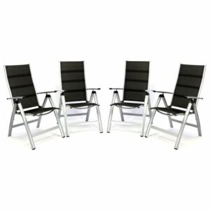Sada 4 ks luxusních polohovatelných sklopných židlí s polstrováním - černé - OEM D35518