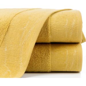 Bavlněný froté ručník s bordurou METALIC 50x90 cm, mustard/hořčicová, 480 gr Mybesthome