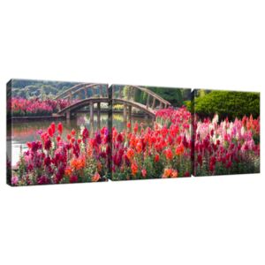 Obraz na plátně Obloukový most mezi květinami 90x30cm 2048A_3A