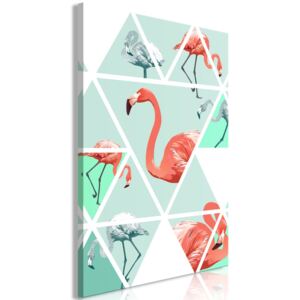 Obraz na plátně Bimago - Geometric Flamingos (1 Part) Vertical 40x60 cm