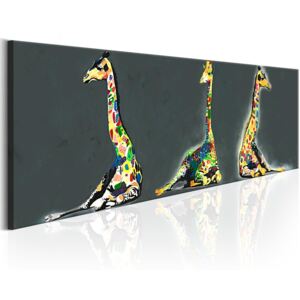 Obraz na plátně Bimago - Colourful Giraffes 135x45 cm