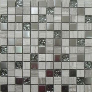MSX Kamenná mozaika se sklem šedá London Metal 2,3x2,3 (30x30) cm - MOS23LM