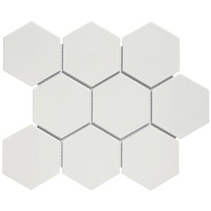 FIN Keramická mozaika bílá HEX10 Bílá Mat hexagony 9,5x11 (29,5x26) cm - LAMH95010