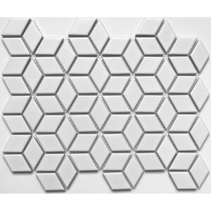 FIN Keramická mozaika bílá TRIANGL Bílá Lesk 3,2x5,1 (25x32,5) cm - LPACUG100