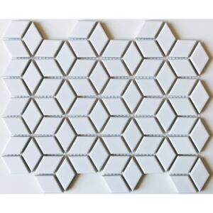 FIN Keramická mozaika bílá TRIANGL Bílá Mat 3,2x5,1 (25x32,5) cm - LPACUM100