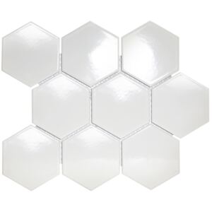 FIN Keramická mozaika bílá HEX10 Bílá Lesk hexagony 9,5x11 (29,5x26) cm - LAFH95051