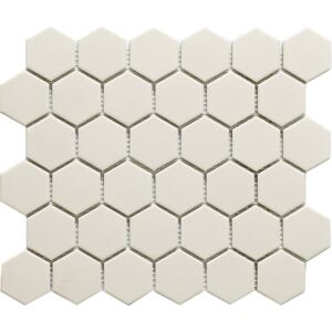 The Mosaic Factory Keramická mozaika bílá White hexagony 5,1x5,9 (28,1x32,5) cm - LOH1010