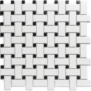 The Mosaic Factory Keramická mozaika bílo-černá PABW White and Black 2,3x4,8+1,5x1,5 (30x30) cm - PABW140925