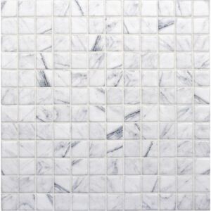 MOSAVIT Obklad mozaika skleněná bílá MARBLE CALACATTA 2,5x2,5 (31,6x31,6) cm - CALAC