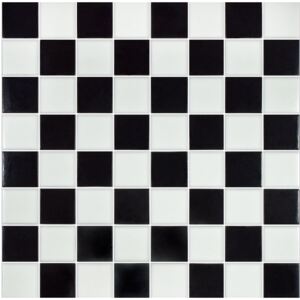 Hisbalit Obklad mozaika skleněná bílo-černá DAMERO 4x4 (32x32) cm - 40DAMERLH