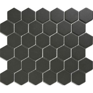 The Mosaic Factory Keramická mozaika černá Black hexagony 5,1x5,9 (28,1x32,5) cm - LOH1017