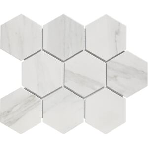 The Mosaic Factory Keramická mozaika bílá HEX10 Carrara White Mat hexagony 9,5x11 (26,5x29,6) cm - AMH95003