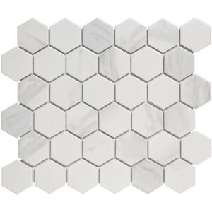 The Mosaic Factory Keramická mozaika bílá HEX5 Carrara White Mat hexagony 5,1x5,9 (28,1x32,5) cm - AMH13003