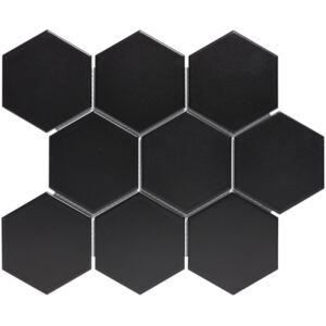 The Mosaic Factory Keramická mozaika černá HEX10 Black Mat hexagony 9,5x11 (26,5x29,6) cm - AMH95317
