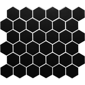 The Mosaic Factory Keramická mozaika černá HEX5 Black Glossy hexagony 5,1x5,9 (28,1x32,5) cm - AFH13317
