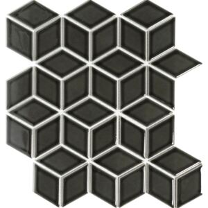 The Mosaic Factory Keramická mozaika černá PACU Black Glossy 4,8x8,1 (26,6x30,5) cm - PACU915