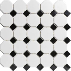 The Mosaic Factory Keramická mozaika bílo-černá PAOC White and Black 5,6x5,6+2,3x2,3 (29,5x29,5) cm - PAOC140915