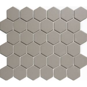The Mosaic Factory Keramická mozaika šedá Grey hexagony 5,1x5,9 (28,1x32,5) cm - LOH1029