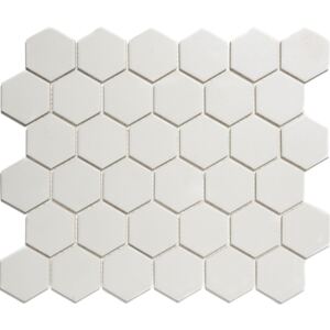 The Mosaic Factory Keramická mozaika bílá Super White hexagony 5,1x5,9 (28,1x32,5) cm - LOH1010S