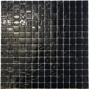 Hisbalit Obklad mozaika skleněná černá 101C INTERLOCKED BLACK MIX 2,5x2,5 (33,3x33,3) cm - 25101CINTM