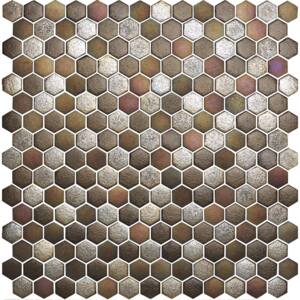 Hisbalit Obklad mozaika skleněná hnědá TEXTURAS MAGMA hexagony 2,3x2,6 (33,3x33,3) cm - HEXMAGM