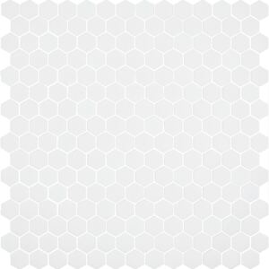 Hisbalit Obklad mozaika skleněná bílá 568 HEXAGONY hexagony 2,3x2,6 (33,3x33,3) cm - HEX568MH