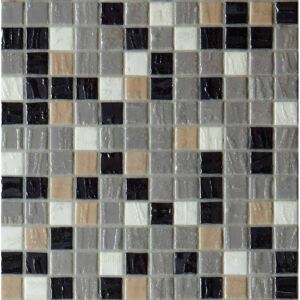 MOSAVIT Obklad mozaika skleněná bílo-šedo-černá BAMBOO COCKTAIL 100% 2,5x2,5 (31,6x31,6) cm - BACOC100