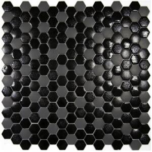 Hisbalit Obklad mozaika skleněná černá TEXTURAS LUNA hexagony 2,3x2,6 (33,3x33,3) cm - HEXLUNA