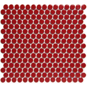 The Mosaic Factory Keramická mozaika červená Red Glossy kolečka prům. 1,9 (31,5x29,4) cm - VKN010