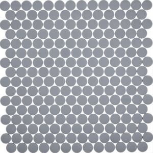 Hisbalit Obklad mozaika skleněná šedá 570 KOLEČKA kolečka prům. 2,2 (33,3x33,3) cm - KO570MH