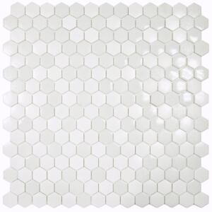 Hisbalit Obklad mozaika skleněná bílá TEXTURAS SOL hexagony 2,3x2,6 (33,3x33,3) cm - HEXSOL