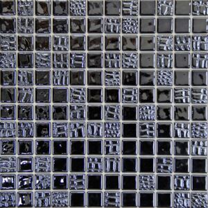 MOSAVIT Obklad mozaika skleněná černá PELLE GRAFITO 50% 2,5x2,5 (31,6x31,6) cm - PEGRA50