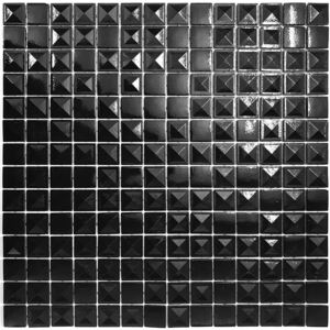 Hisbalit Obklad mozaika skleněná černá 101C PYRAMIDAL BLACK MIX 2,5x2,5 (33,3x33,3) cm - 25101CPYRM