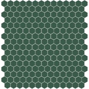 Hisbalit Obklad mozaika skleněná zelená 220B MAT hexagony hexagony 2,3x2,6 (33,33x33,33) cm - HEX220BMH