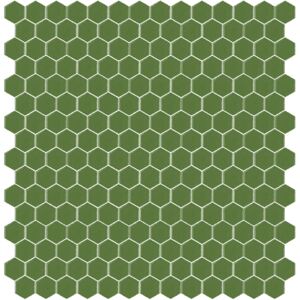 Hisbalit Obklad mozaika skleněná zelená 221A MAT hexagony hexagony 2,3x2,6 (33,33x33,33) cm - HEX221AMH
